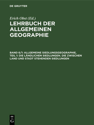 cover image of Allgemeine Siedlungsgeographie, Teil 1